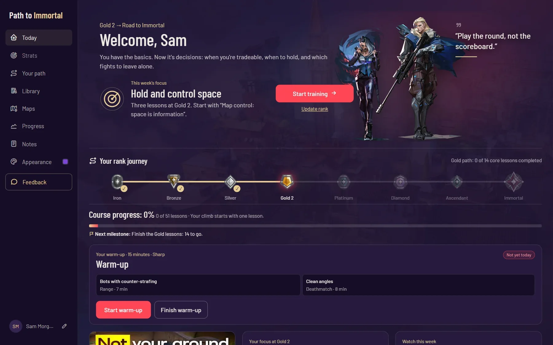 Path to Immortal Your dashboard screen