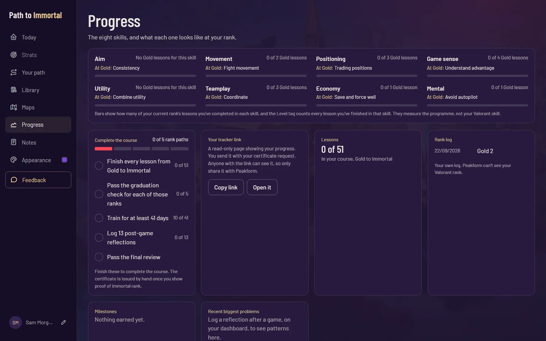 Progress interface preview