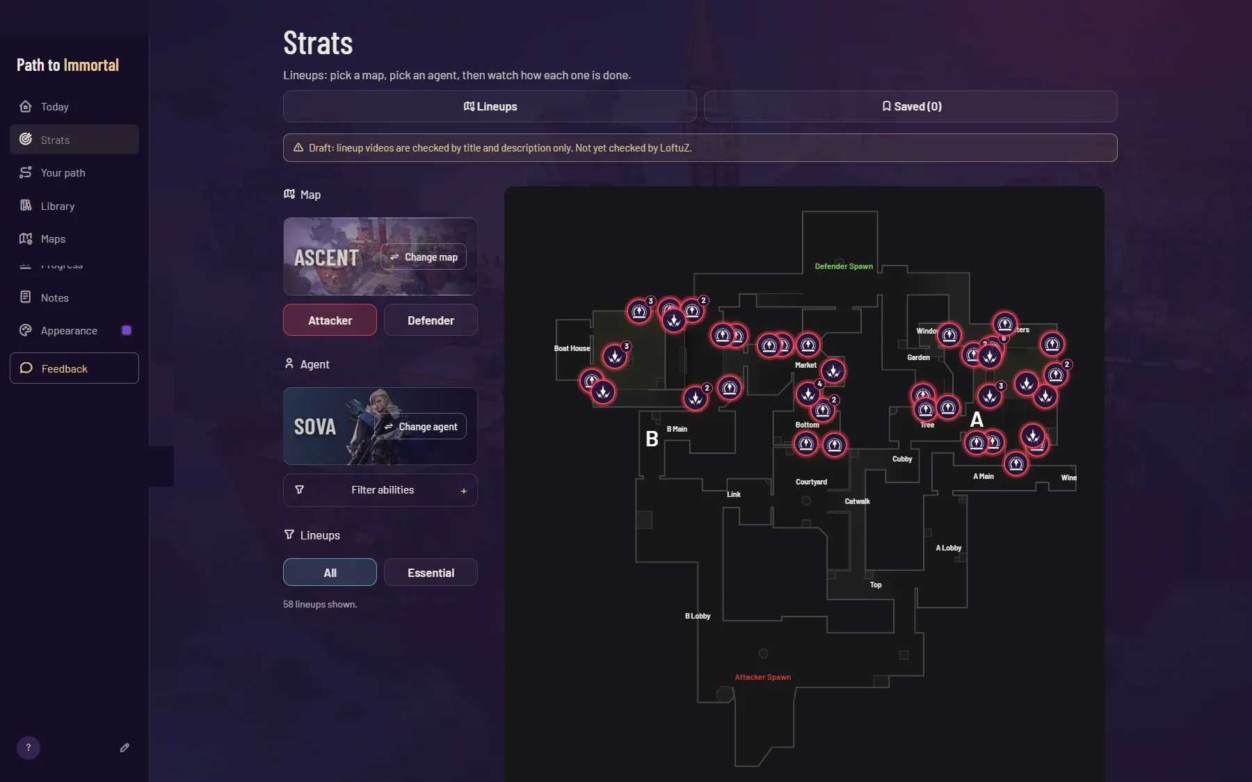 Strats & lineups interface preview